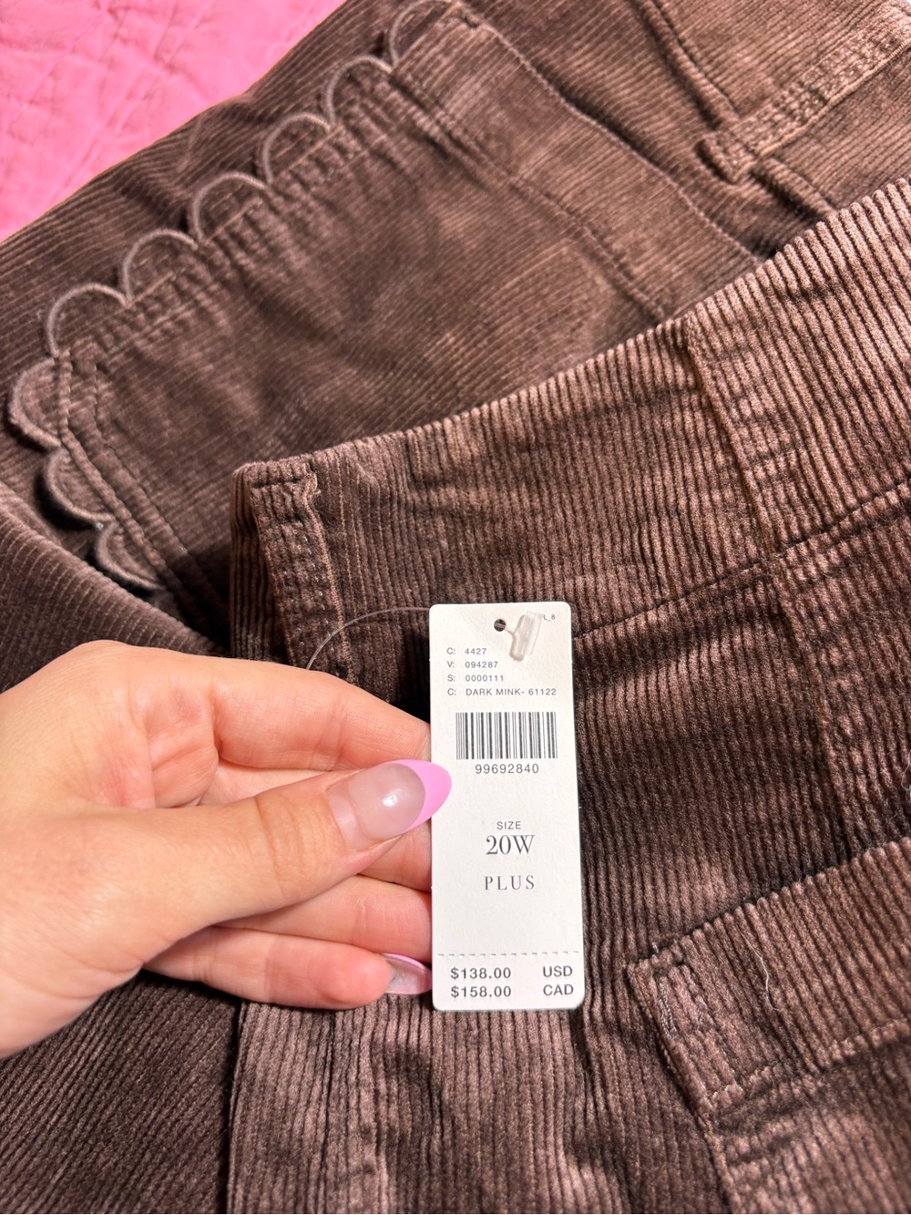 NWT Anthropologie The Colette Scallop Pocket Corduroy Crop Wide Leg Pants 20W - Picture 4 of 6